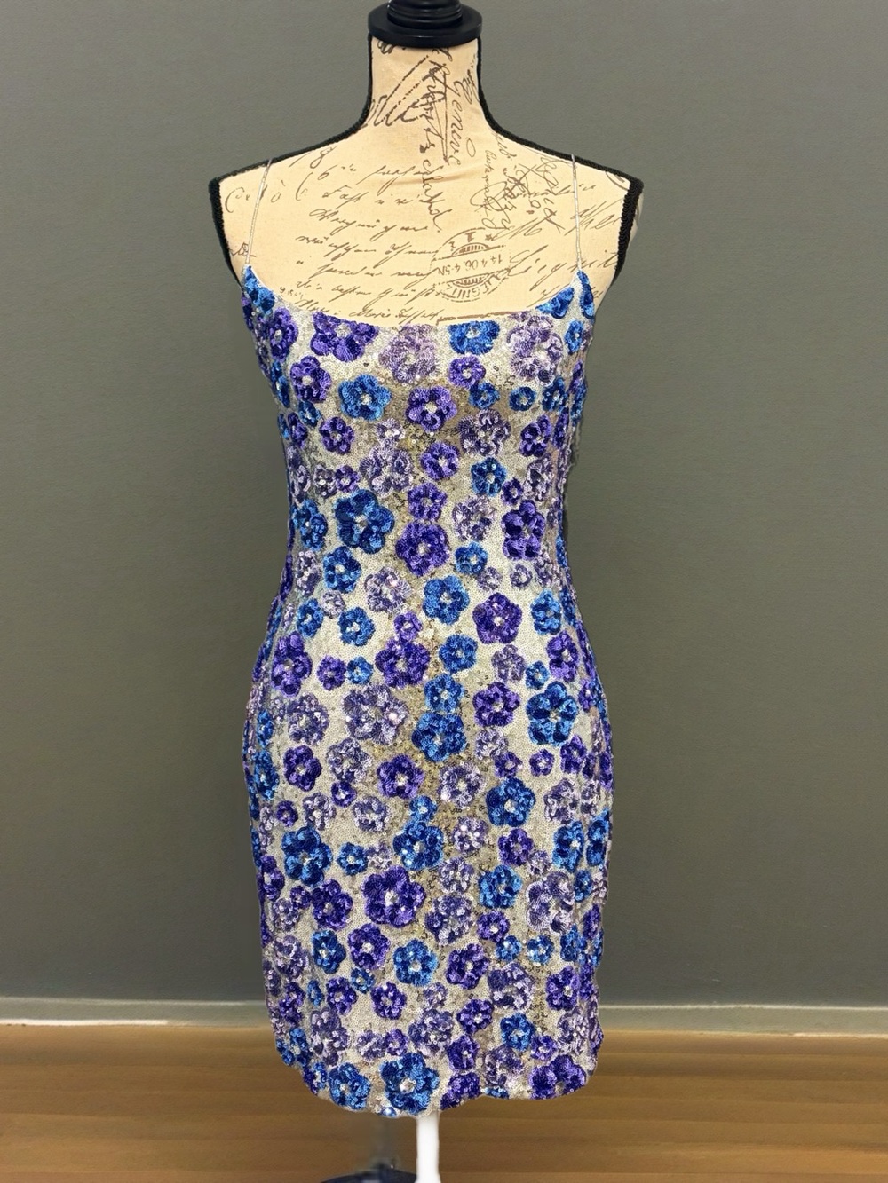 NWT B. Darlin Sequin Floral Mini Dress Sz 7/8 Homecoming Y2K NYE 2000's